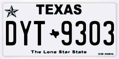 TX license plate DYT9303