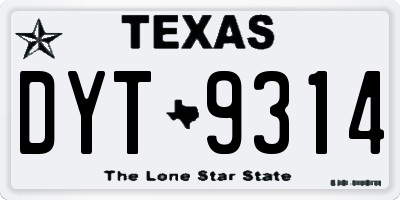TX license plate DYT9314