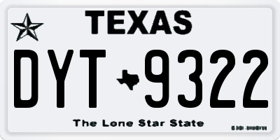 TX license plate DYT9322