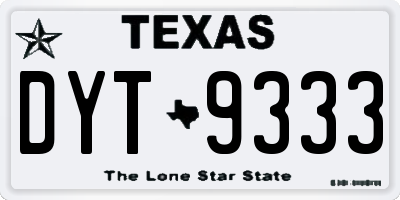 TX license plate DYT9333