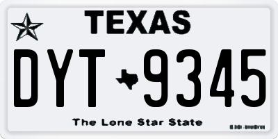 TX license plate DYT9345