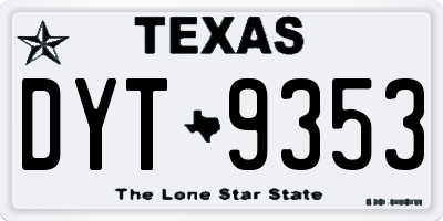 TX license plate DYT9353