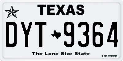 TX license plate DYT9364