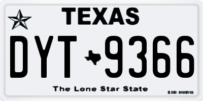 TX license plate DYT9366