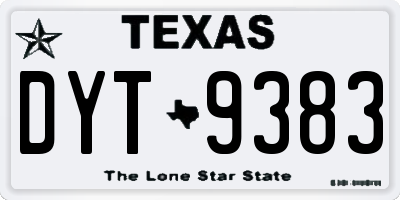 TX license plate DYT9383