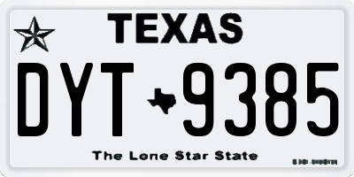 TX license plate DYT9385