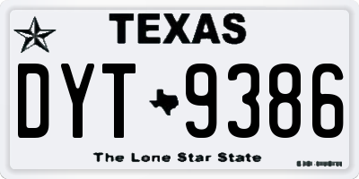TX license plate DYT9386