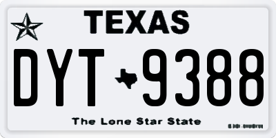 TX license plate DYT9388