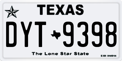TX license plate DYT9398
