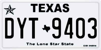 TX license plate DYT9403