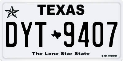 TX license plate DYT9407
