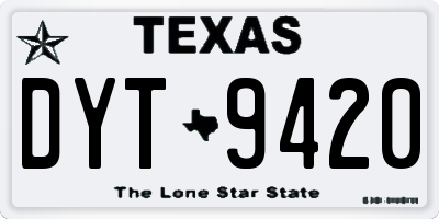 TX license plate DYT9420