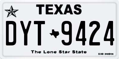TX license plate DYT9424