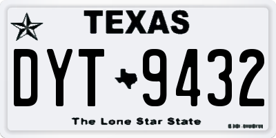 TX license plate DYT9432