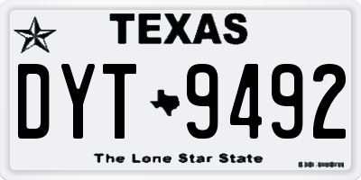 TX license plate DYT9492