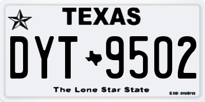 TX license plate DYT9502