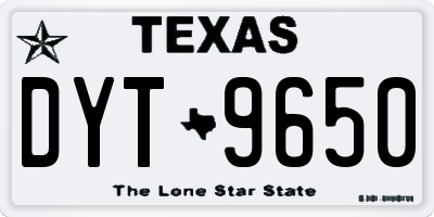 TX license plate DYT9650