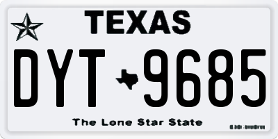 TX license plate DYT9685