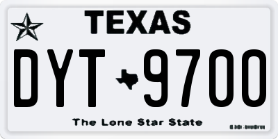 TX license plate DYT9700