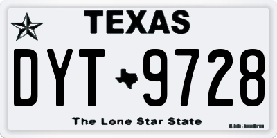 TX license plate DYT9728
