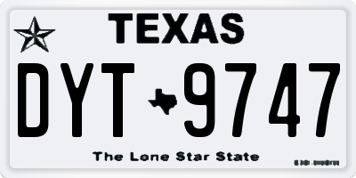 TX license plate DYT9747