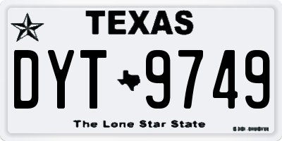 TX license plate DYT9749