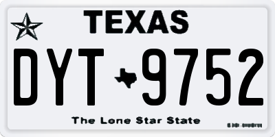 TX license plate DYT9752