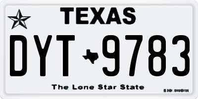 TX license plate DYT9783