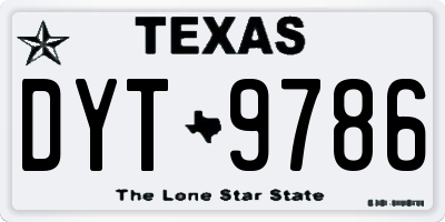 TX license plate DYT9786