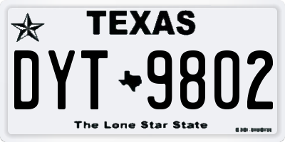 TX license plate DYT9802