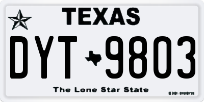 TX license plate DYT9803