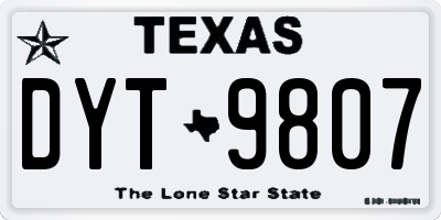 TX license plate DYT9807