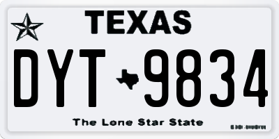 TX license plate DYT9834