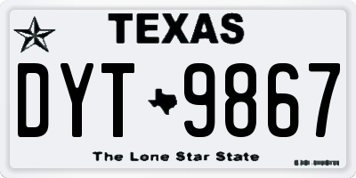 TX license plate DYT9867