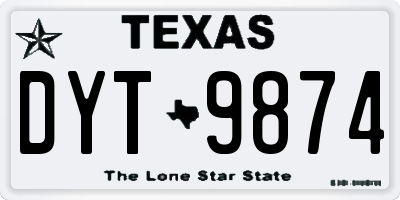 TX license plate DYT9874