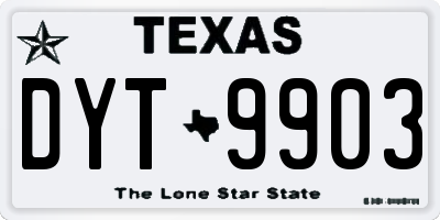 TX license plate DYT9903