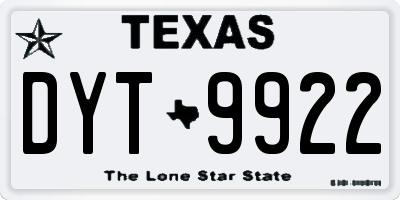 TX license plate DYT9922