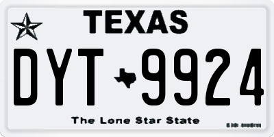 TX license plate DYT9924