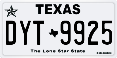 TX license plate DYT9925