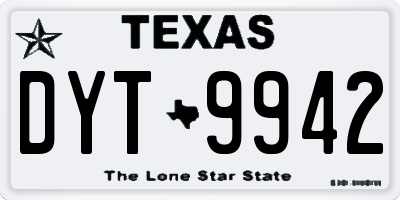 TX license plate DYT9942