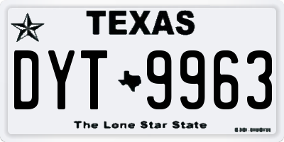 TX license plate DYT9963