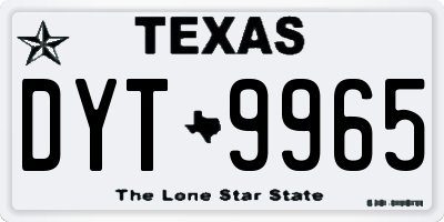 TX license plate DYT9965