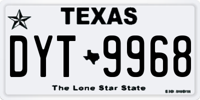 TX license plate DYT9968