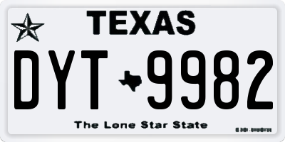 TX license plate DYT9982