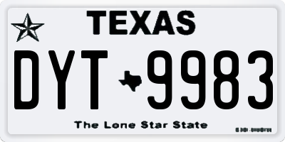 TX license plate DYT9983