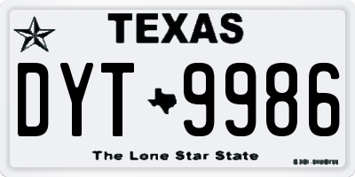 TX license plate DYT9986