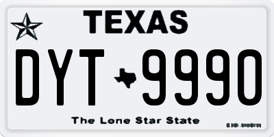 TX license plate DYT9990
