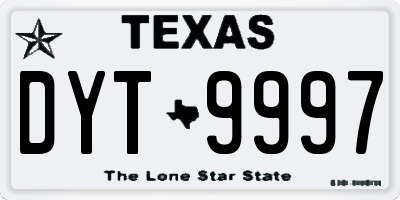TX license plate DYT9997