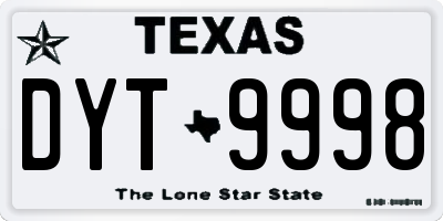 TX license plate DYT9998