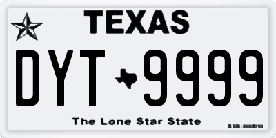 TX license plate DYT9999